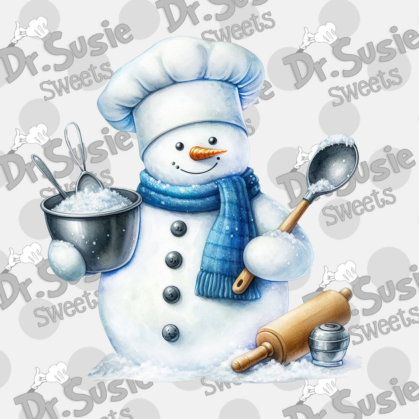 Baking Snowman-Edible Printer Digital Image