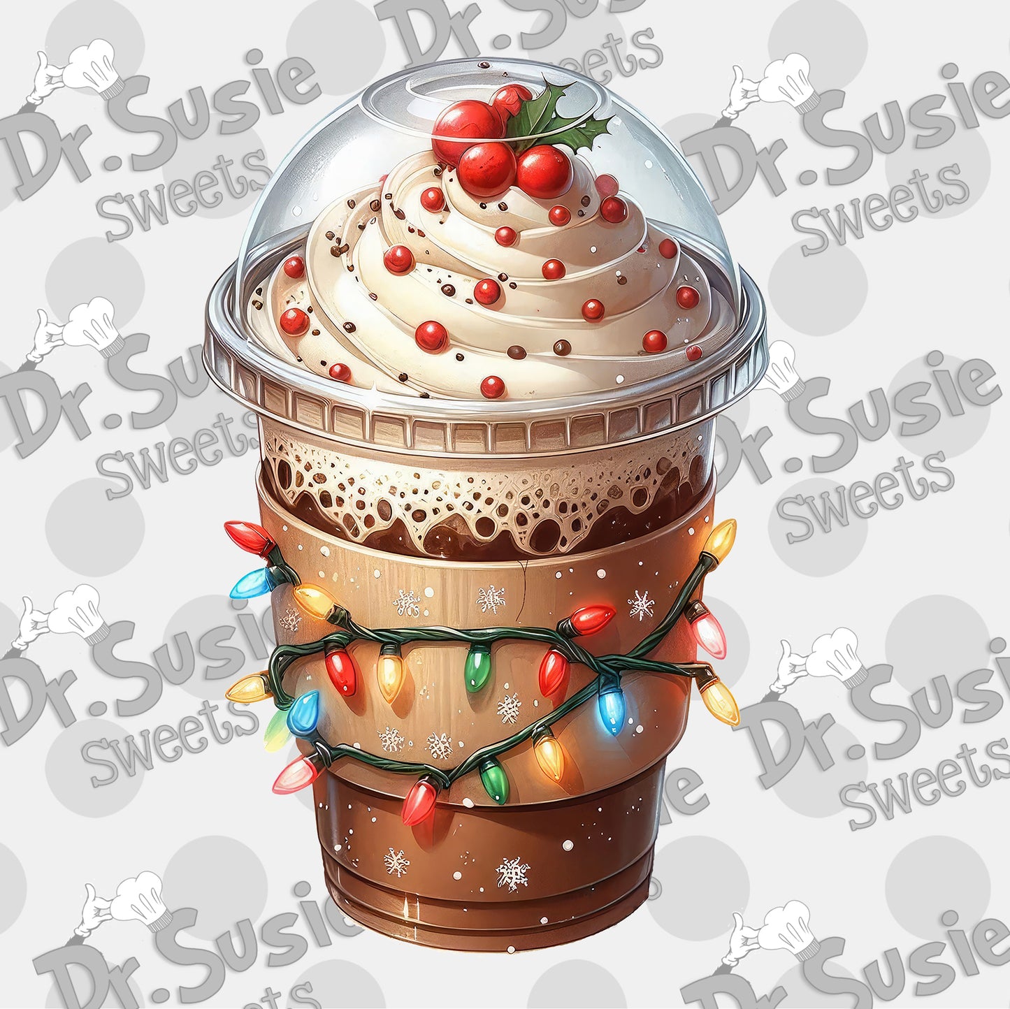 Christmas Lights Latte-Edible Printer Digital Image