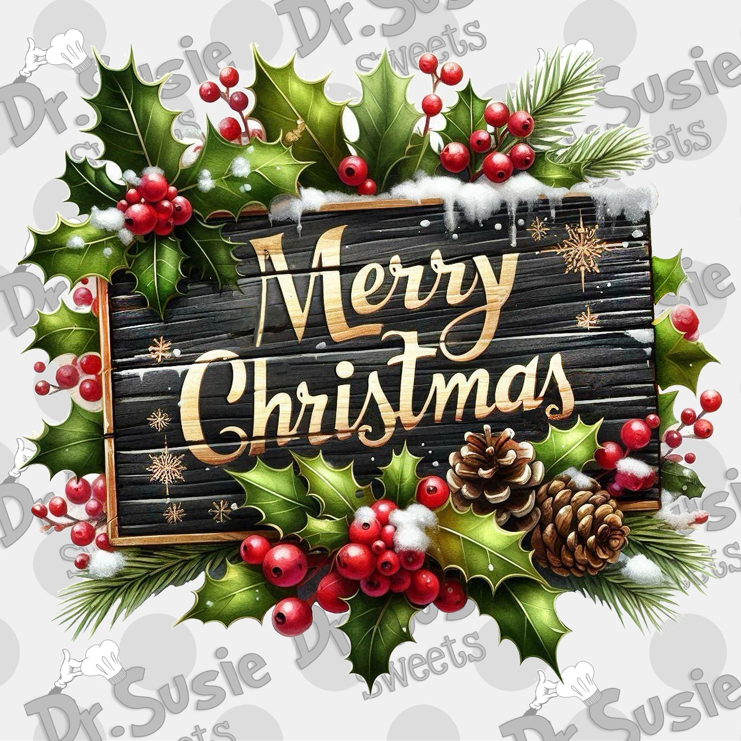 Merry Christmas Plaque-Edible Printer Digital Image