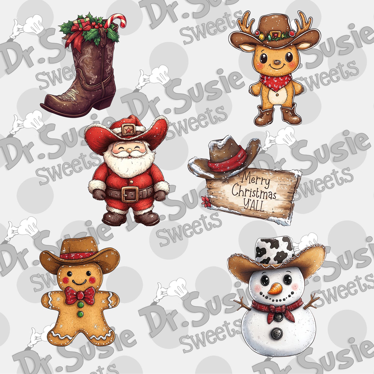 Cowboy Christmas Set-Edible Printer Digital Image