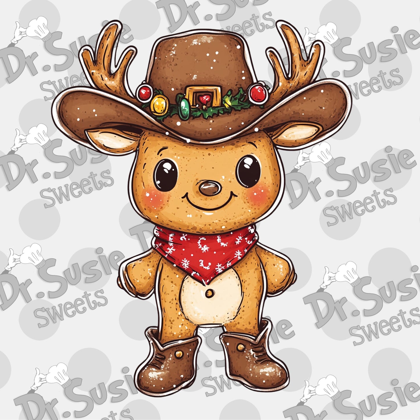 Cowboy Reindeer-Edible Printer Digital Image