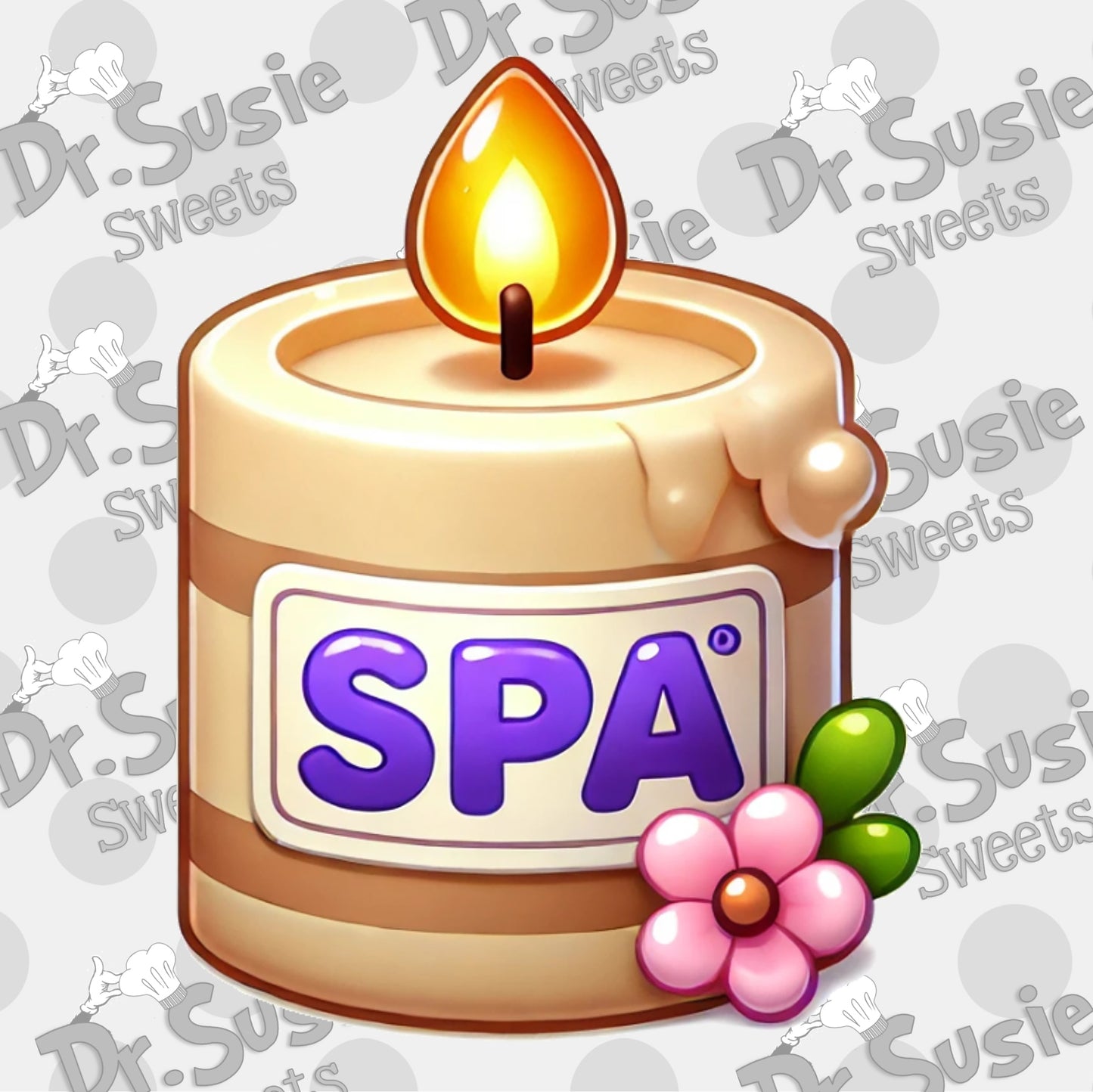 Cream Spa Candle-Edible Printer Digital Image