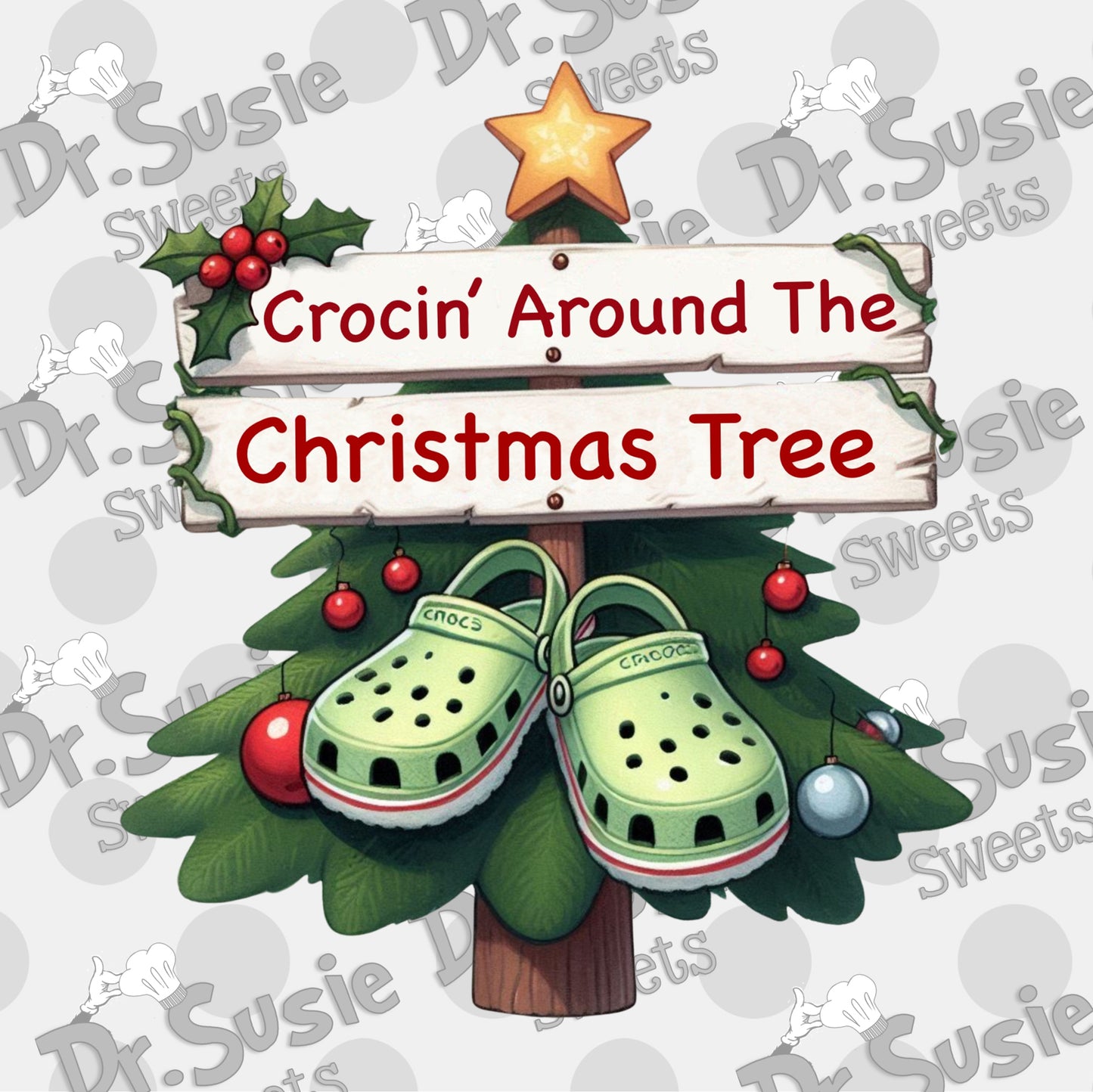 Crocin Around The Christmas Tree Plaque-Edible Printer Digital Image