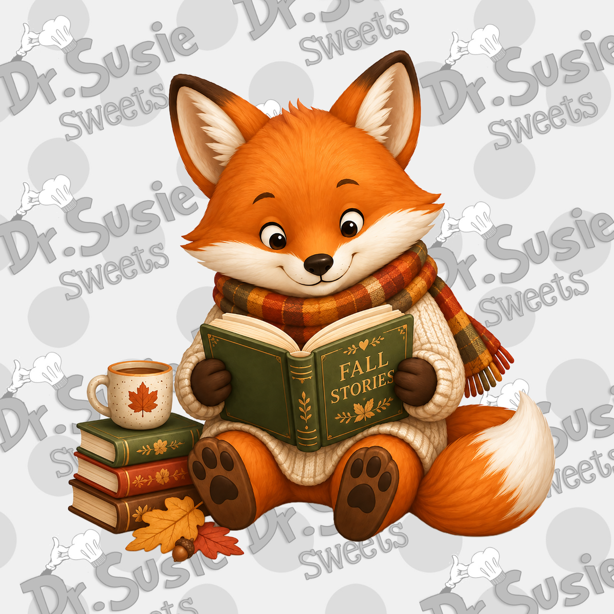 Fall Bookshop-Fox-Edible Printer Digital Image