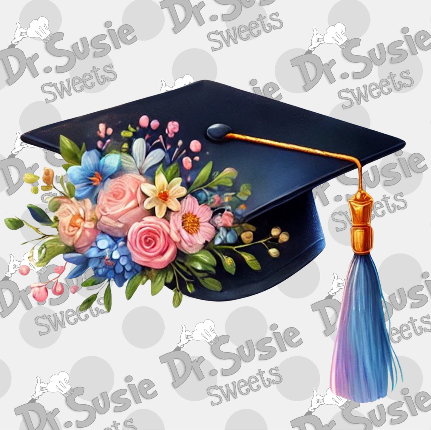 Floral Grad Cap-Edible Printer Digital Image