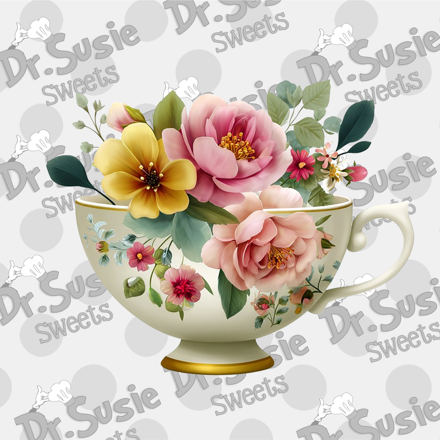 Floral Teacup-Edible Printer Digital Image
