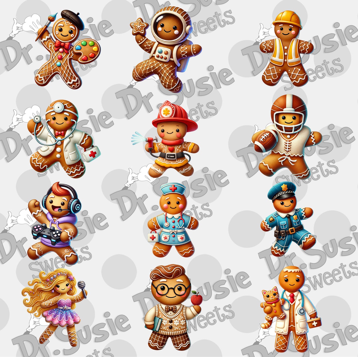 Gingerbread Character Set-Edible Printer Digital Image