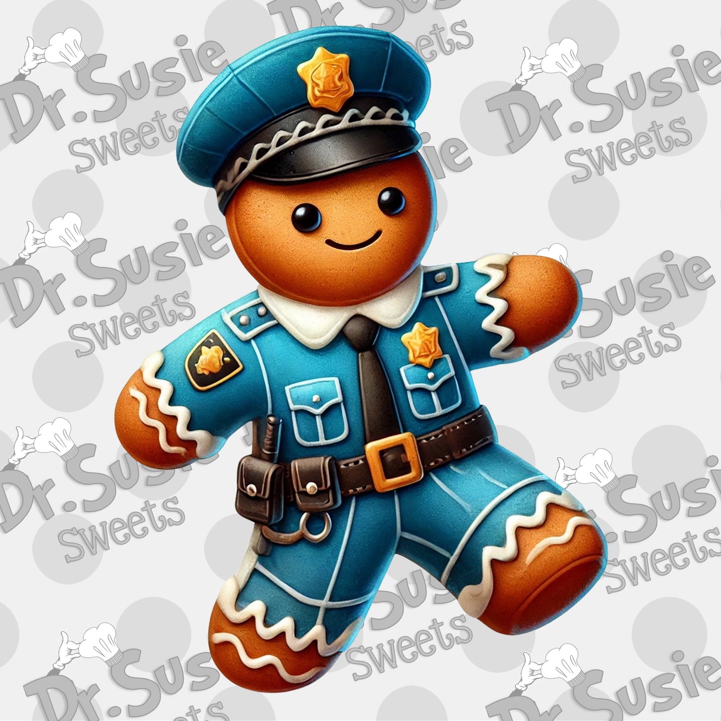 Gingerbread Police Officer-Edible Printer Digital Image