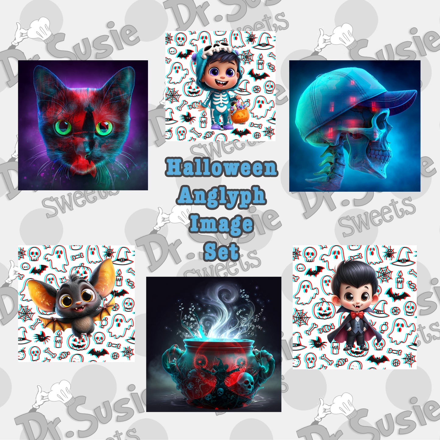 2025 Halloween Anaglyph Image Set-Edible Printer Digital Image
