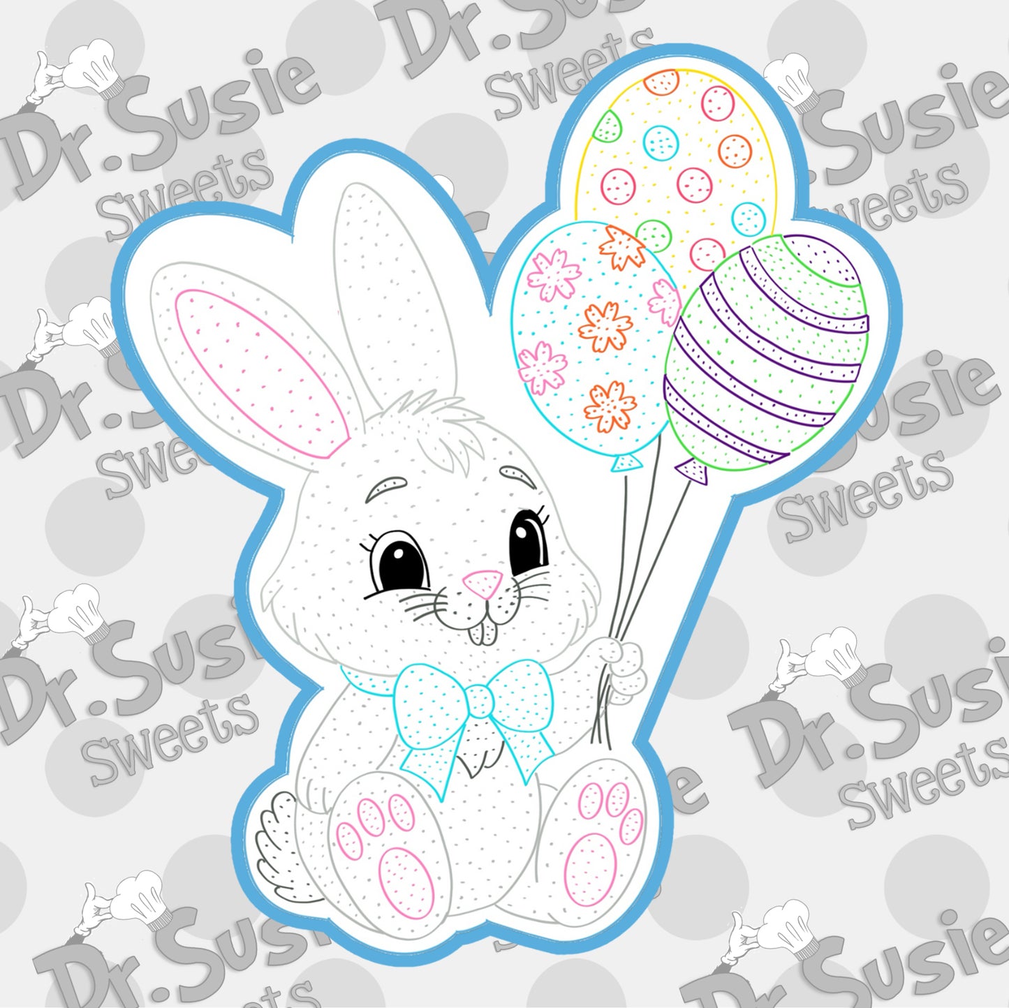 Paint By Dots Bunny with Balloons STL