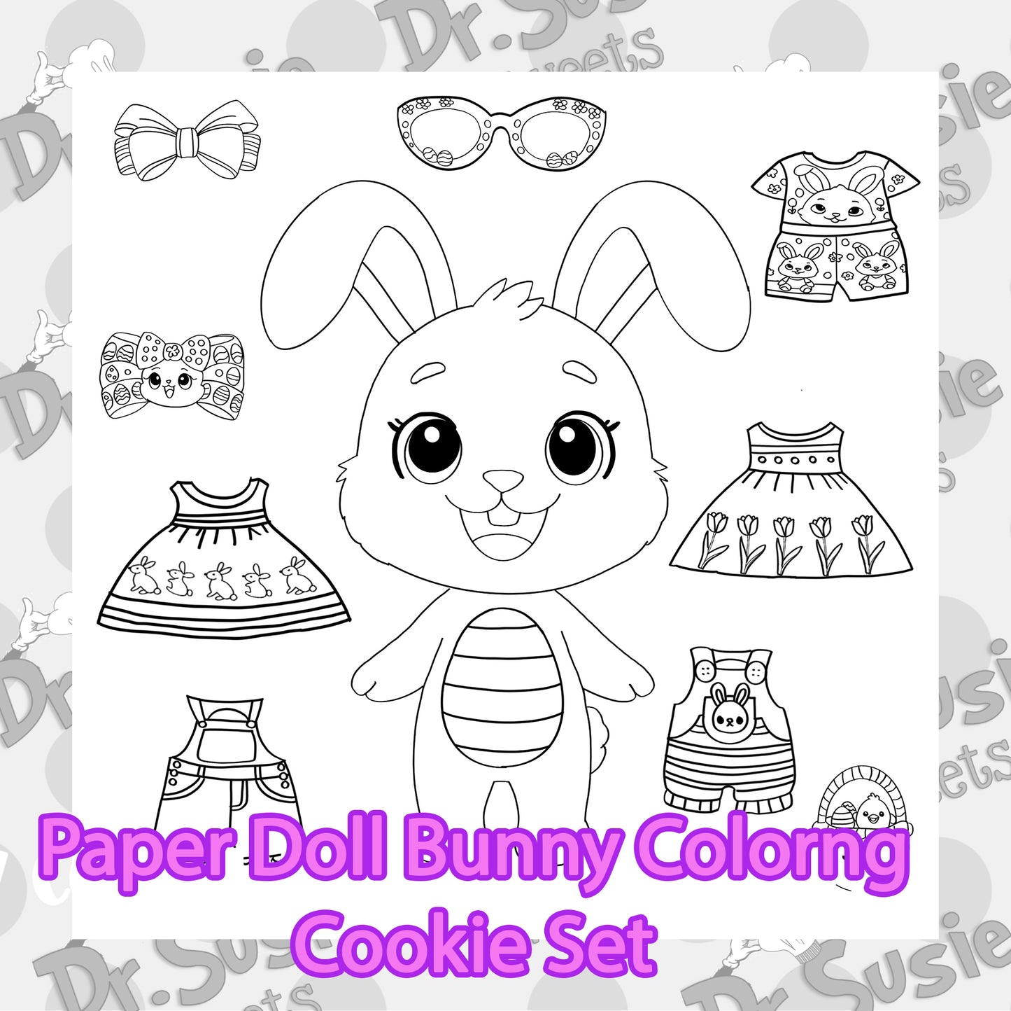 Paper Doll Bunny Set-Edible Printer Digital Image