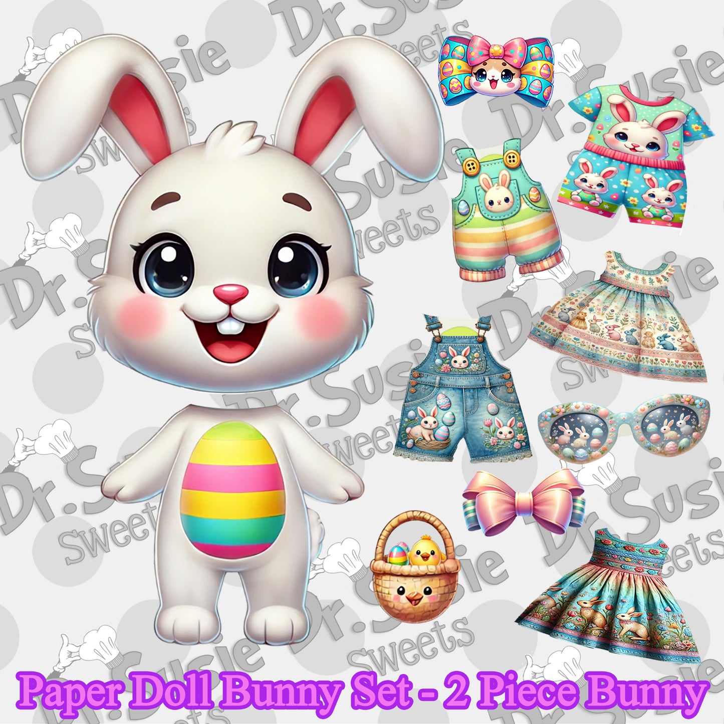 Paper Doll Bunny Set-Edible Printer Digital Image