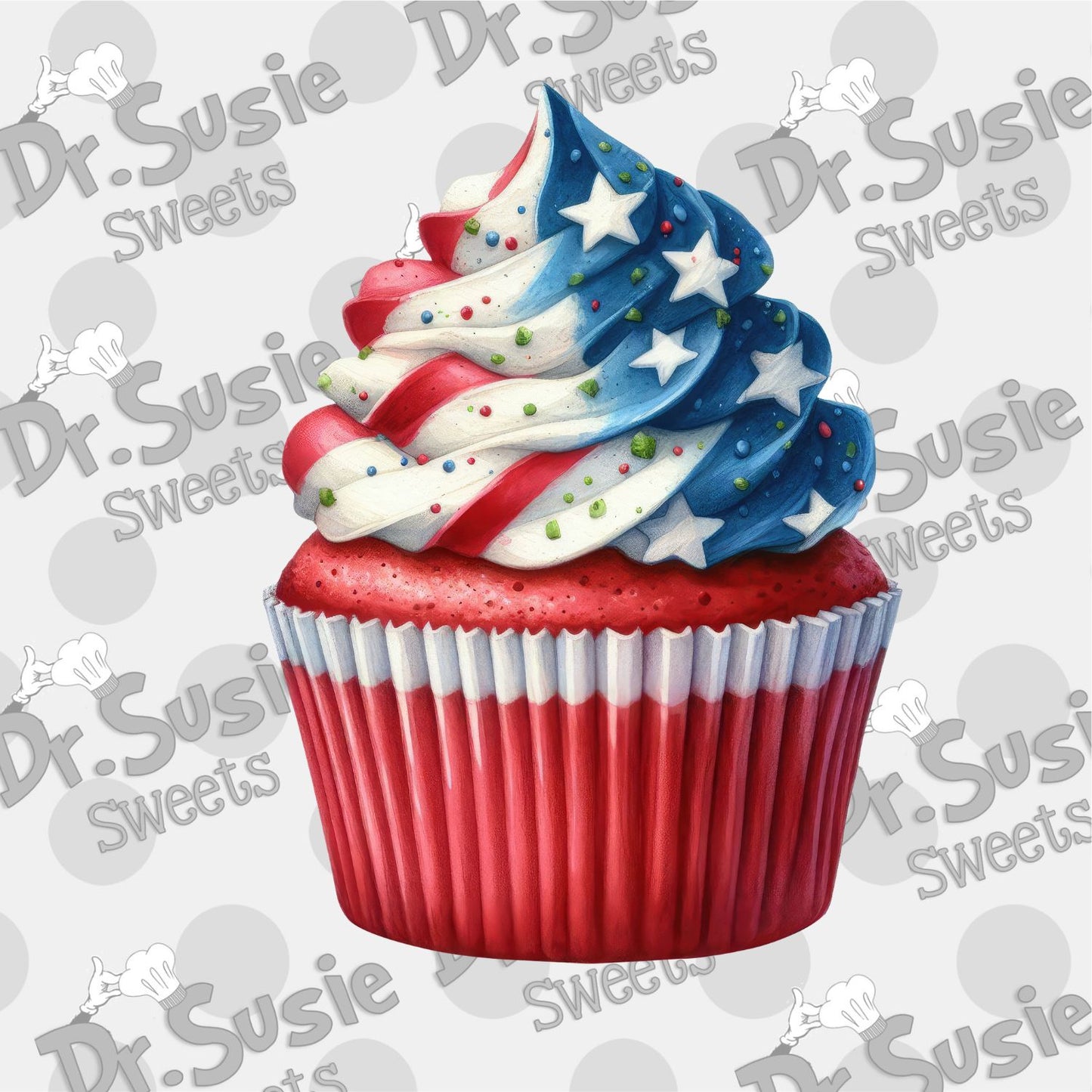 Patriotic Cupcake-Edible Printer Digital Image