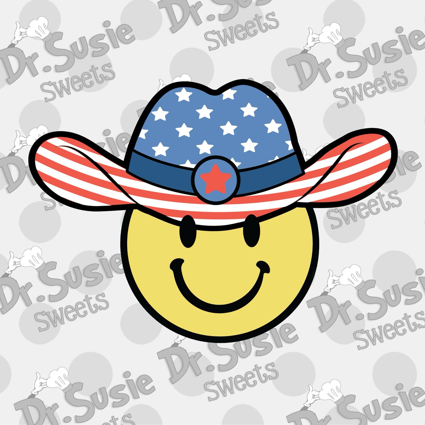 Patriotic Smiley Face-Edible Printer Digital Image