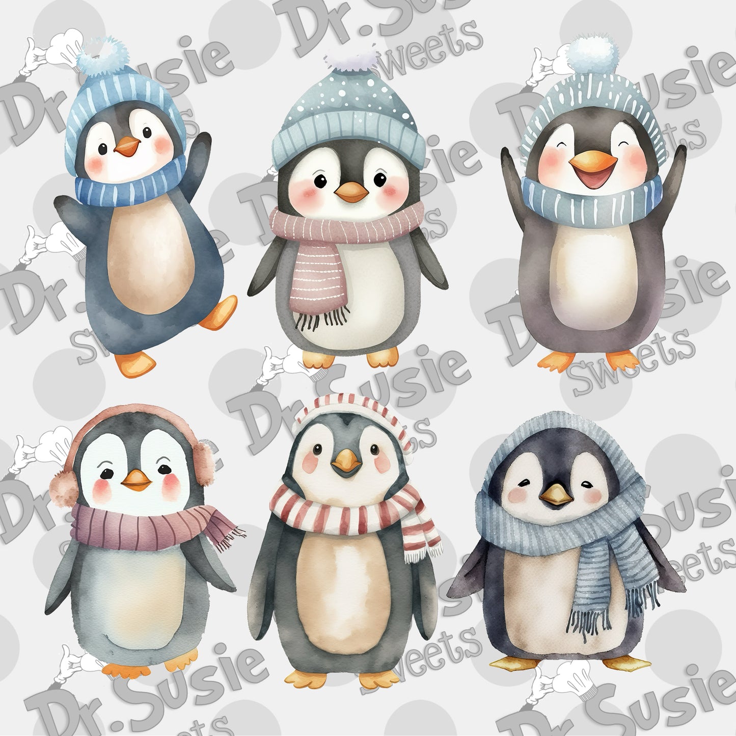 Six Winter Penguins