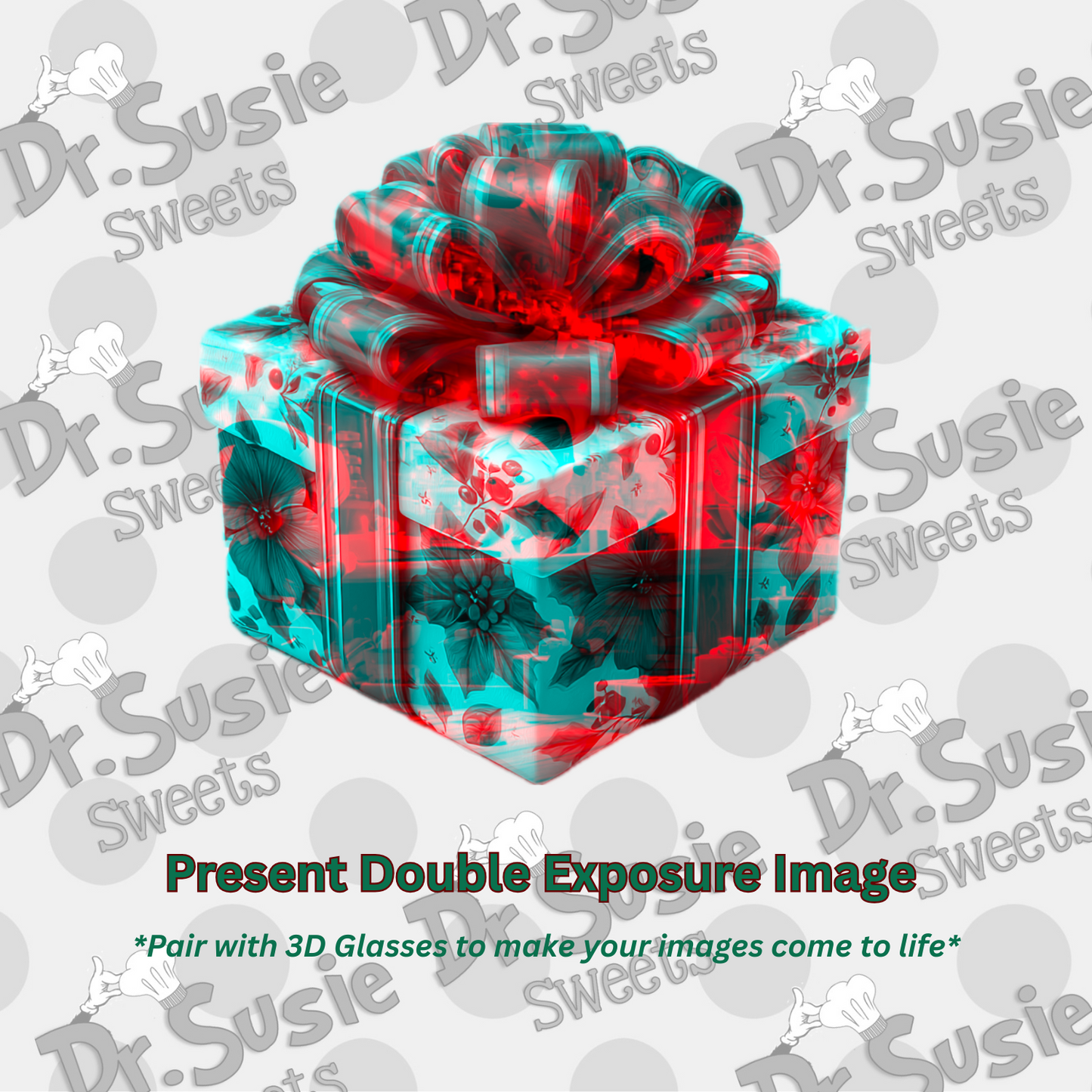 Christmas Double Exposure Anaglyph Image Set-Edible Printer Digital Image
