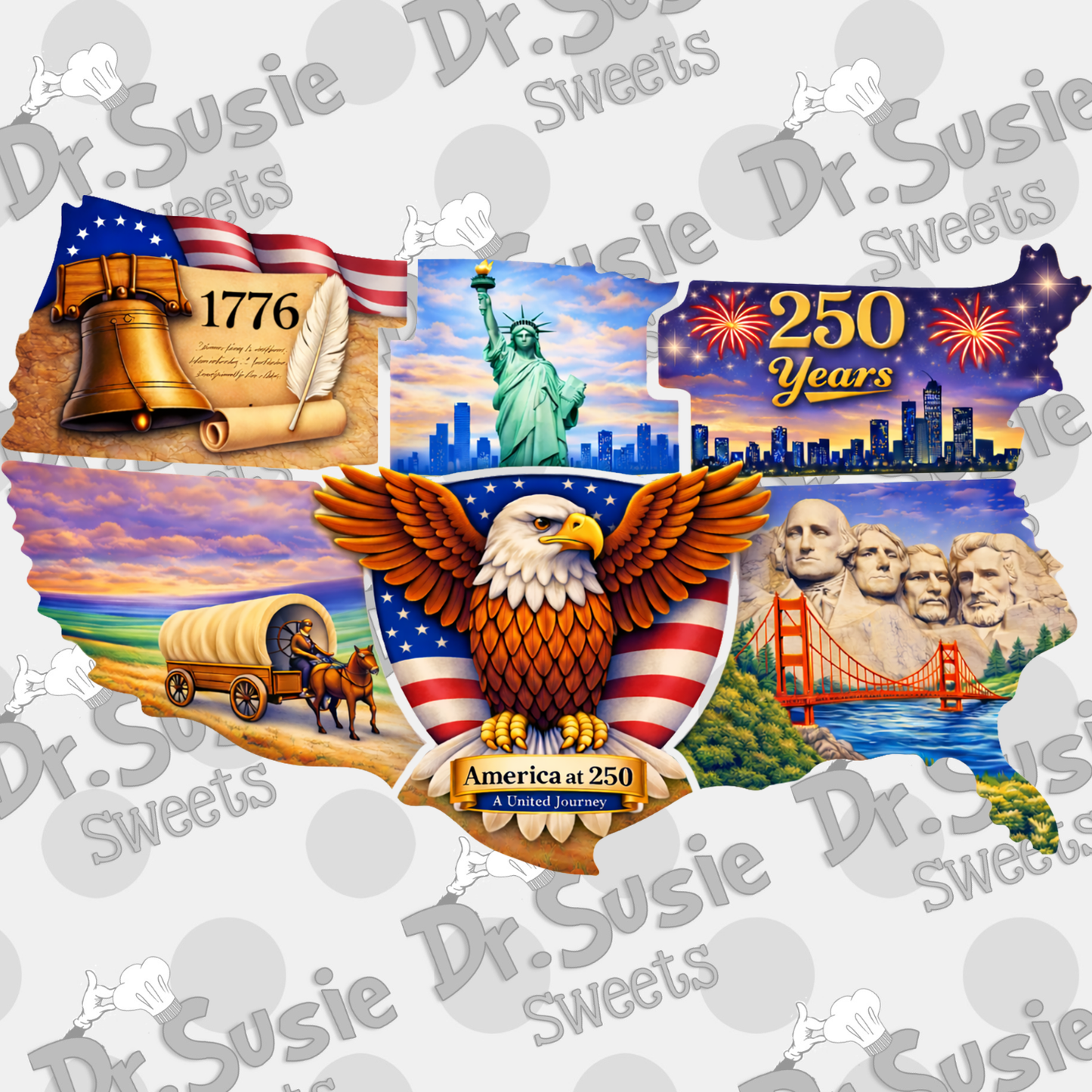 250 Years Map (2 versions full image and Puzzle Image)-Edible Printer Digital Image