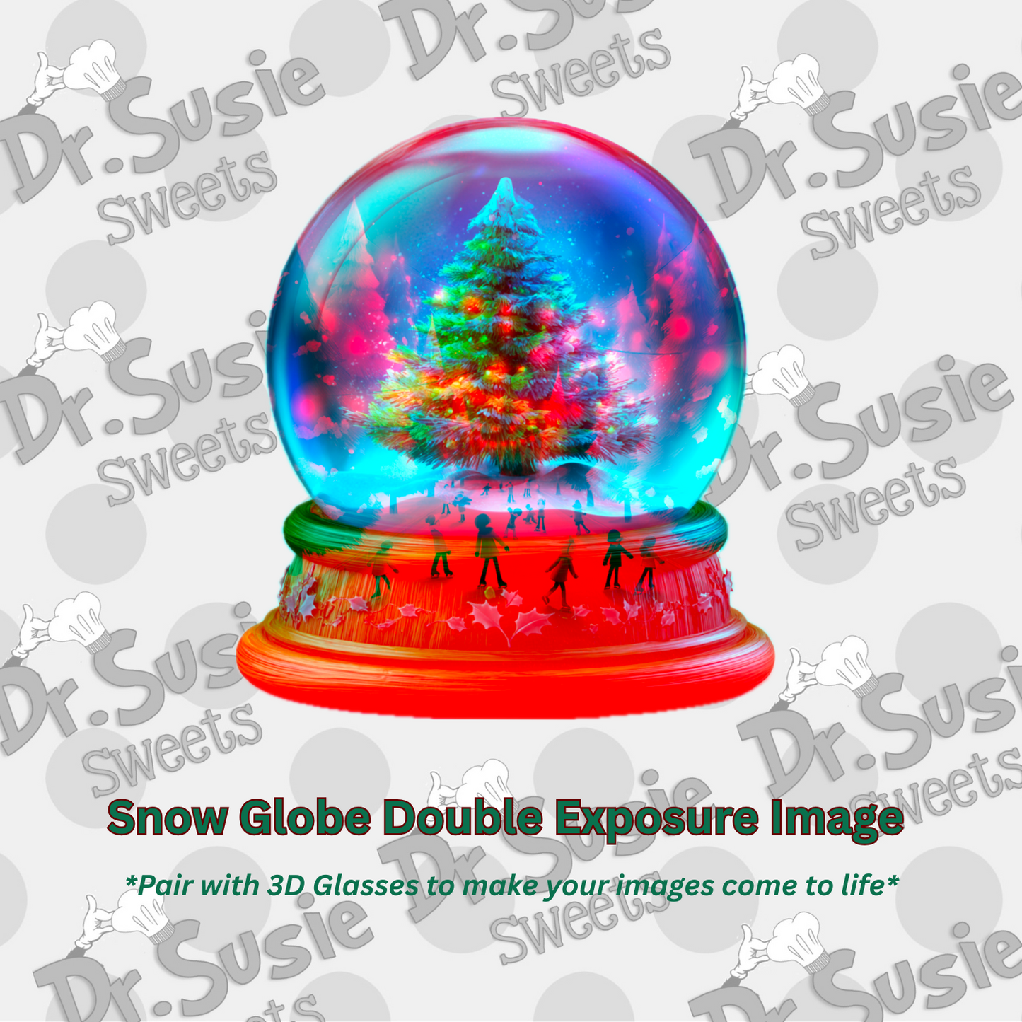 Christmas Double Exposure Anaglyph Image Set-STL