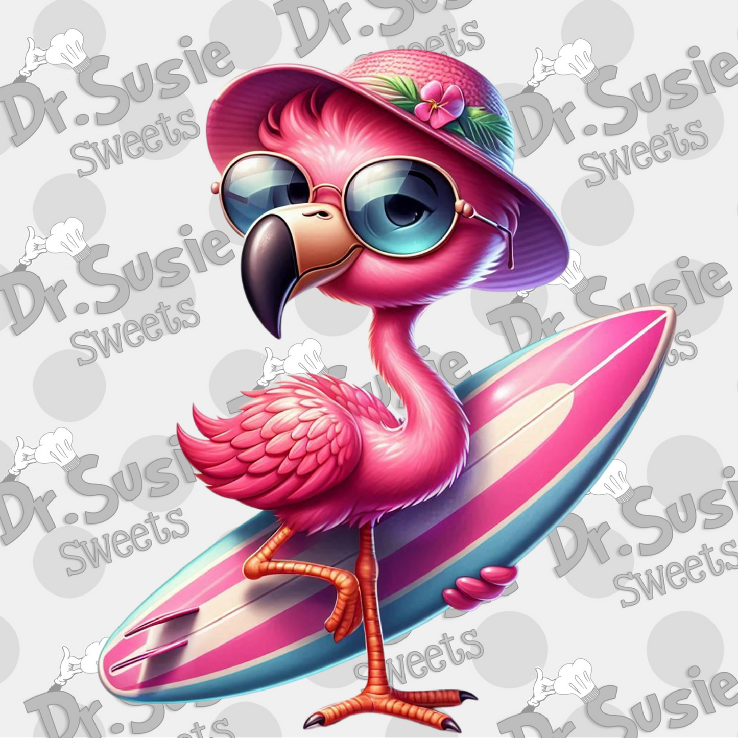 Surf Flamingo-Edible Printer Digital Image
