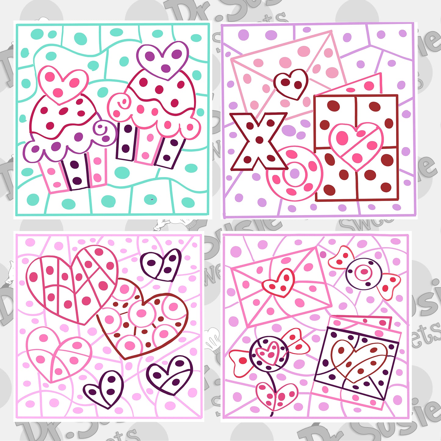Valentine Paint By Dots Set-Edible Printer Digital Image