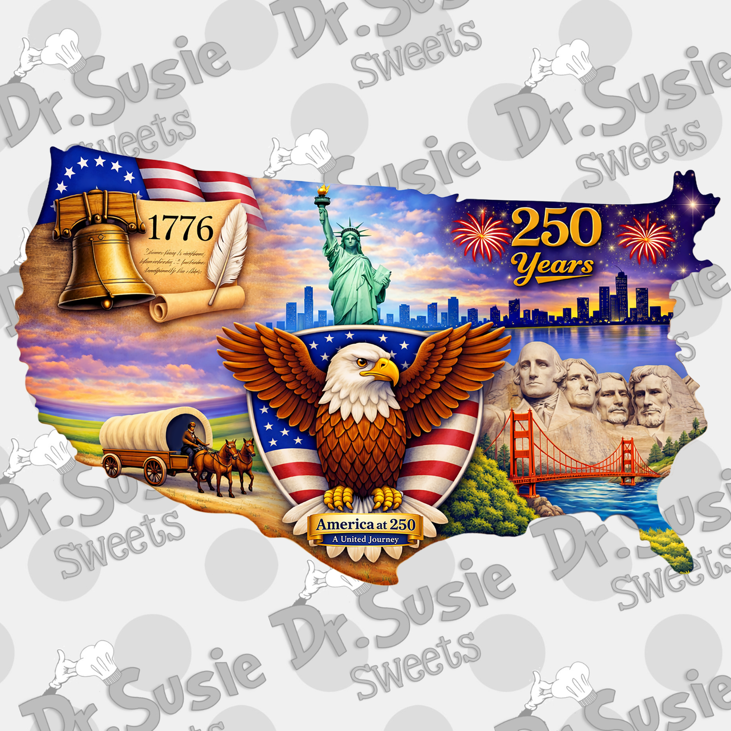 250 Years Map-Edible Printer Digital Image