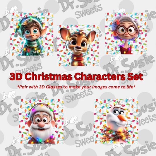 3D Christmas-Anaglyph Image Set-Edible Printer Digital Image