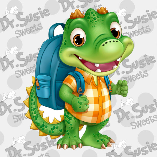 Alligator with Backpack-Edible Printer Digital Image