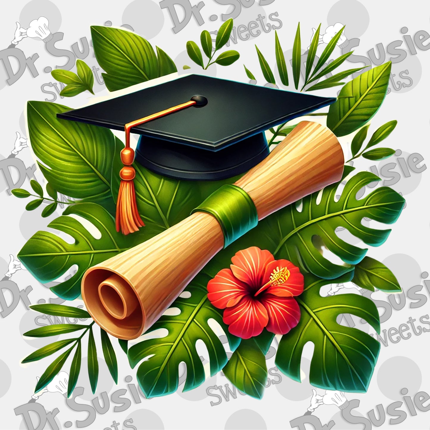 Aloha Grad Cap and Diploma-Edible Printer Digital Image