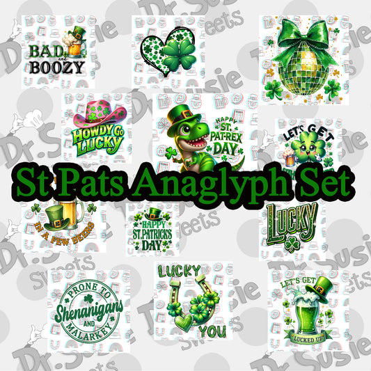 St Patricks Day-Anaglyph Image Set-Edible Printer Digital Image