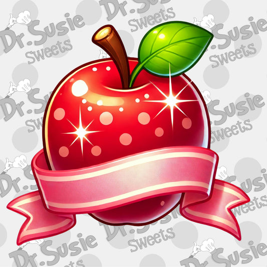 Apple with Banner-Edible Printer Digital Image