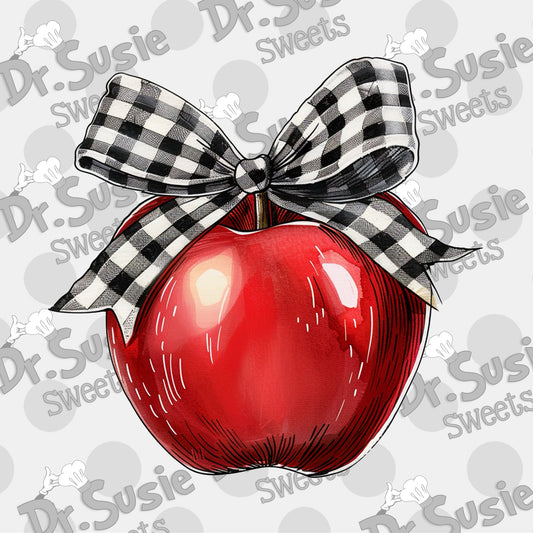 Apple with Bow-Edible Printer Digital Image