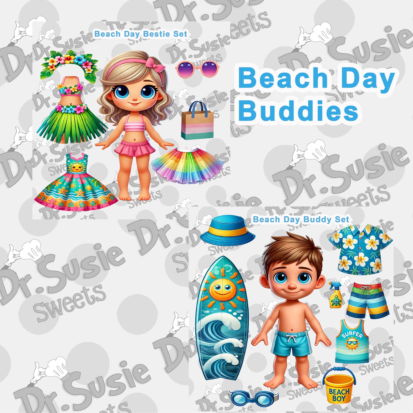 Beach Day Buddies-Edible Printer Digital Image