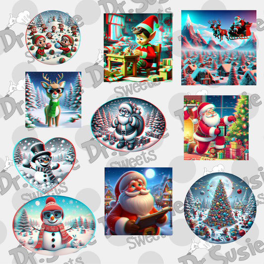 Christmas-Anaglyph Image Set-Edible Printer Digital Image