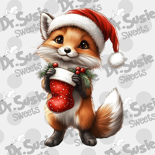 Christmas Fox-Edible Printer Digital Image