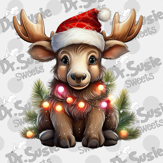 Christmas Moose-Edible Printer Digital Image