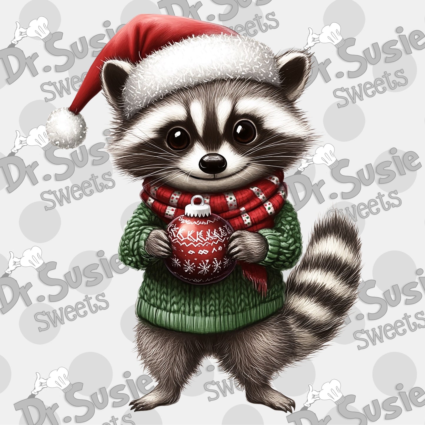 Christmas Racoon-Edible Printer Digital Image