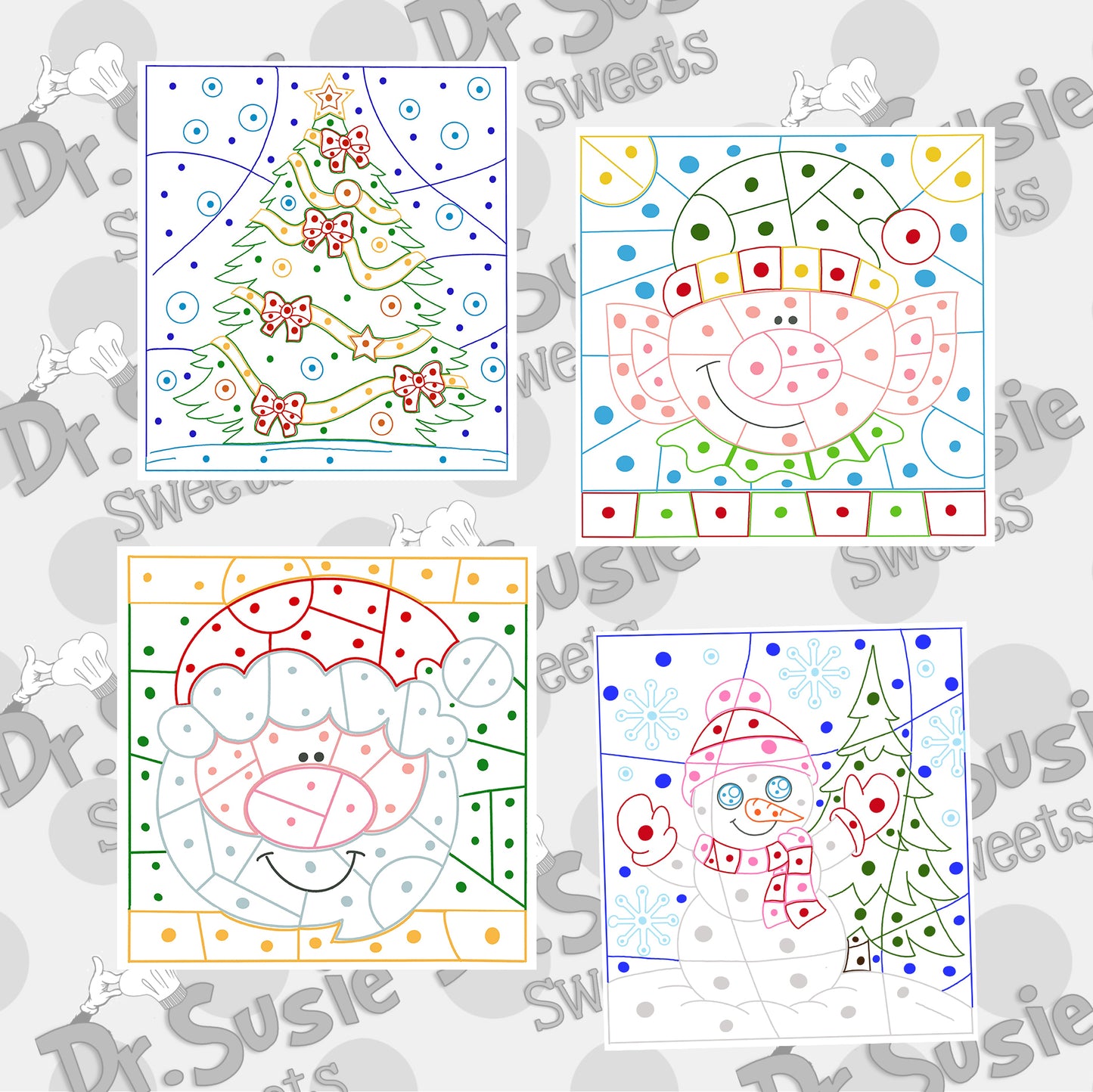 Paint By Dots Christmas Set-Edible Printer Digital Image