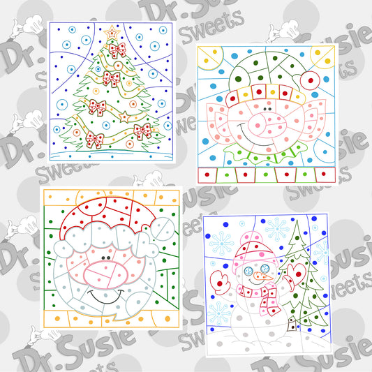 Paint By Dots Christmas Set-Edible Printer Digital Image