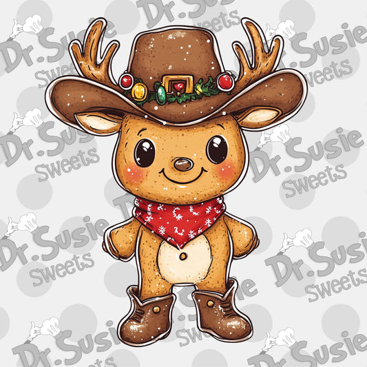 Cowboy Reindeer-Edible Printer Digital Image