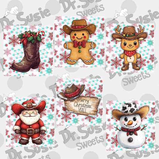 Cowboy Christmas-Anaglyph Image Set-Edible Printer Digital Image