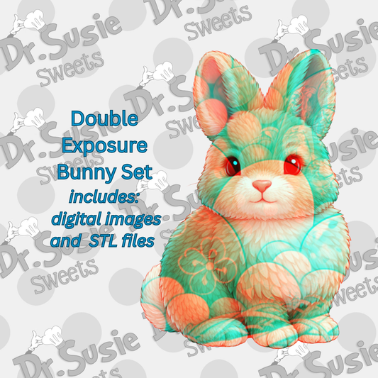 Double Exposure Bunny Set-STL and Digital Image