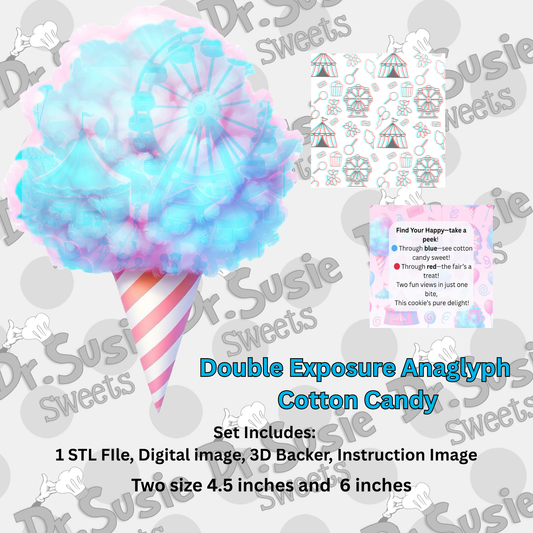 Double exposure Anaglyph Cotton Candy Set-STL and Digital Images