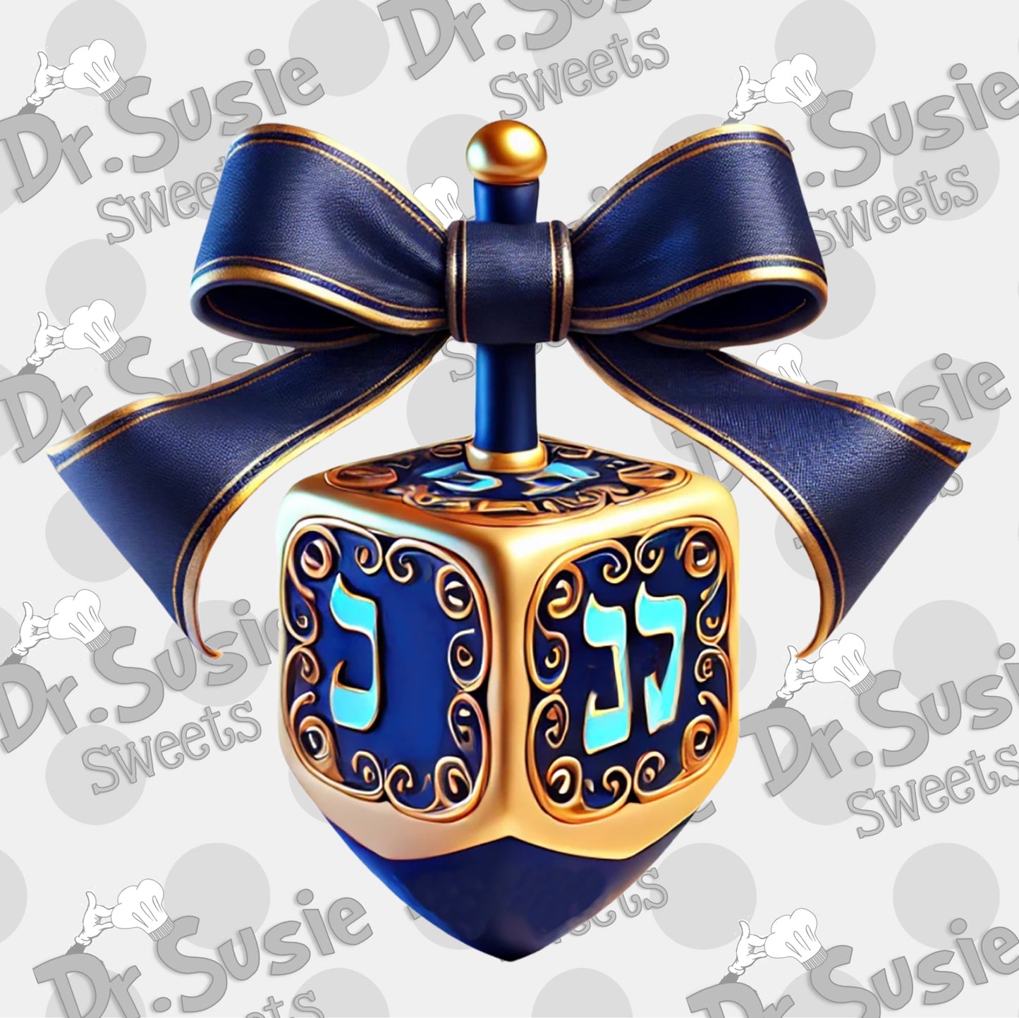 Dreidel with Ribbon-Edible Printer Digital Image