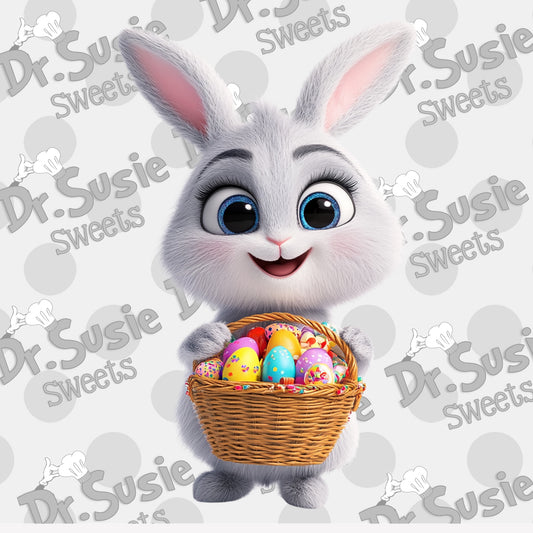 Easter Bunny with Basket-Edible Printer Digital Image