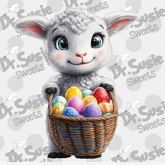Easter Lamb with Basket-Edible Printer Digital Image