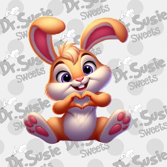 Easter Bunny Making Heart Hands-Edible Printer Digital Image