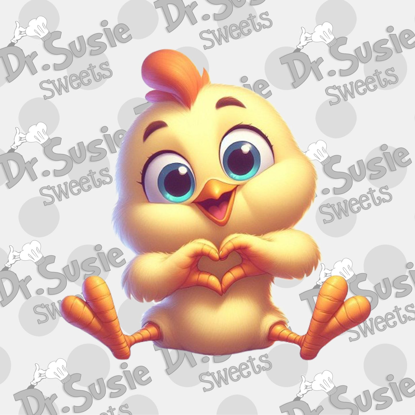 Easter Chick Making Heart Hands-Edible Printer Digital Image