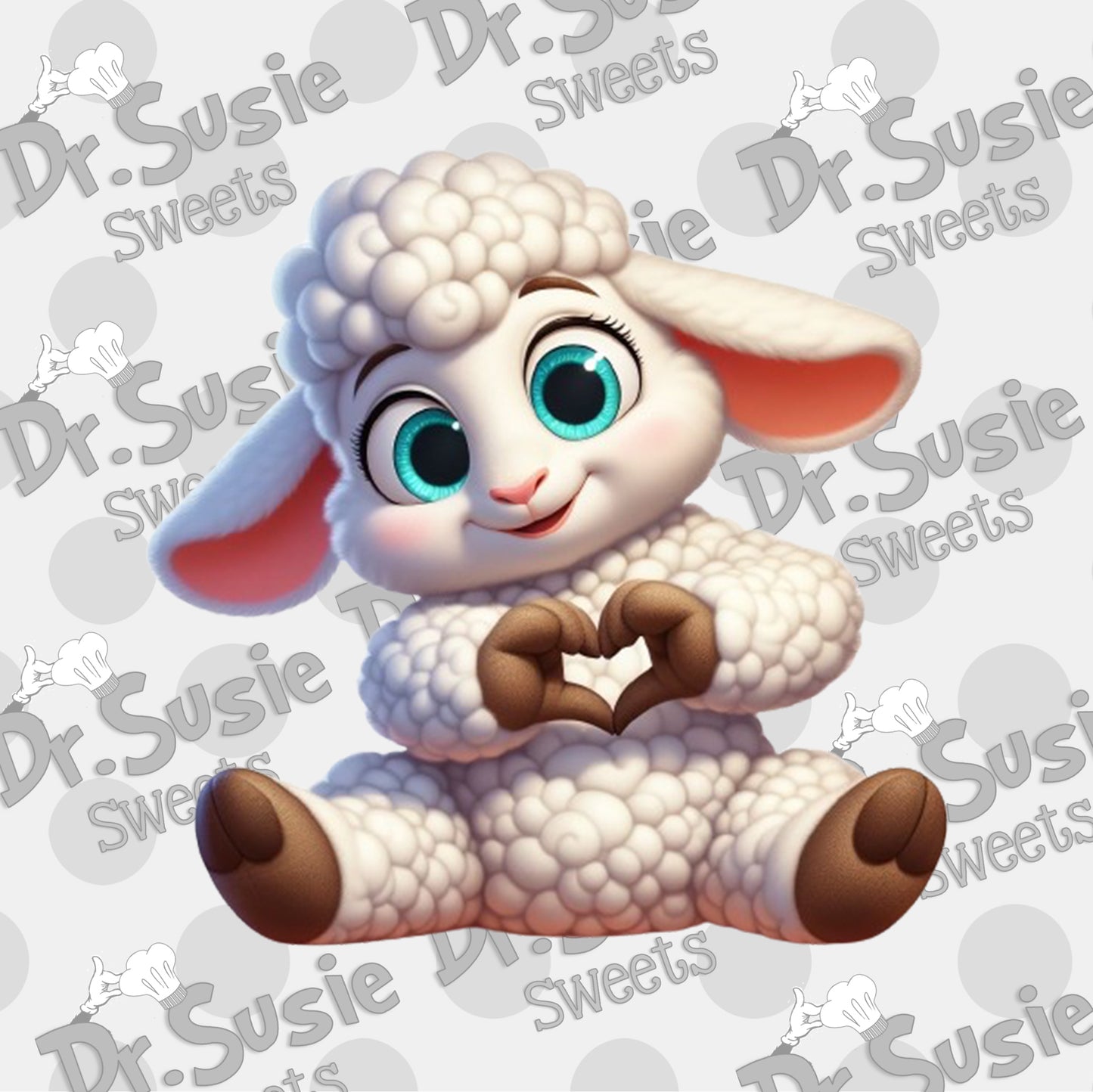 Easter Lamb Making Heart Hands-Edible Printer Digital Image