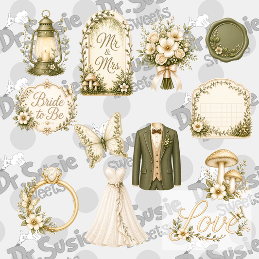 Enchanted Forest Wedding Set-Edible Printer Digital Image