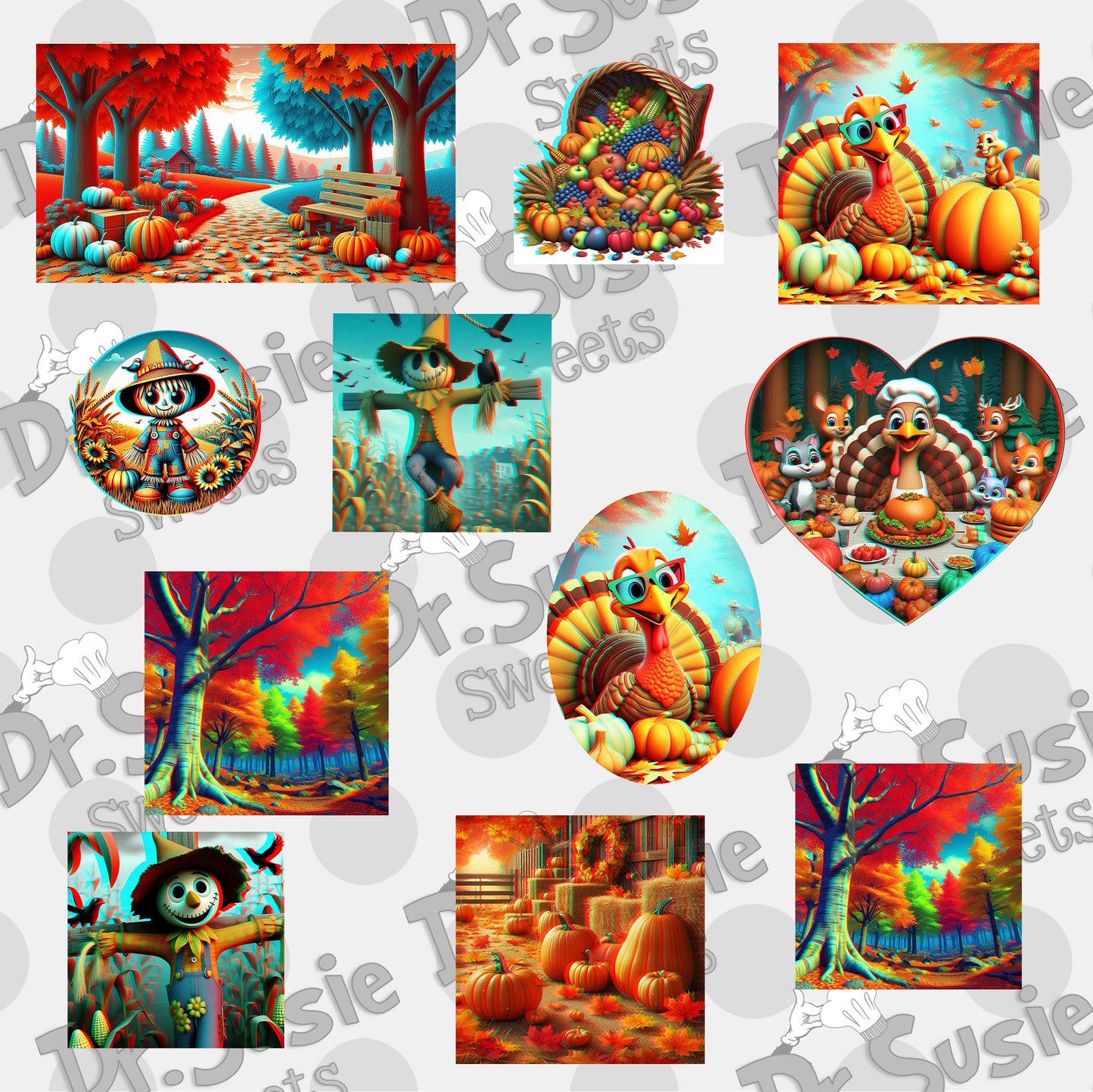 Fall-Thanksgiving-Anaglyph Image Set-Edible Printer Digital Image